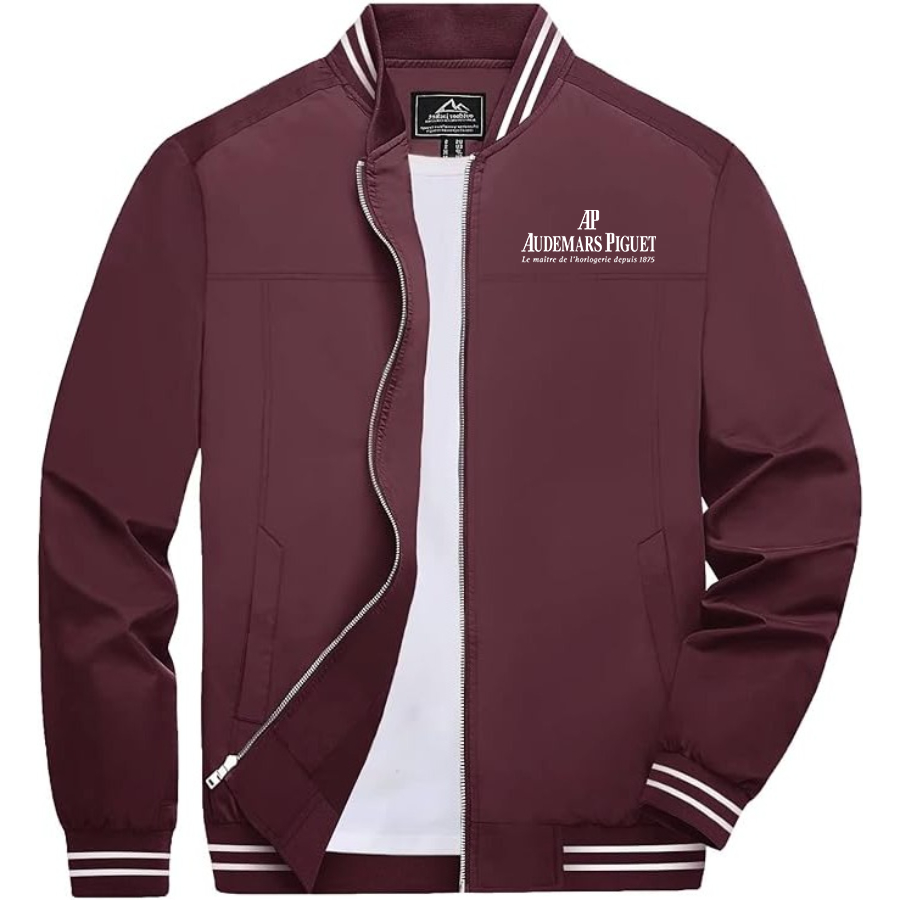 Men's Audemars-Piguet  Lightweight Zip-Up Bomber Jacket Ribbed Collar and Cuffs Outerwear